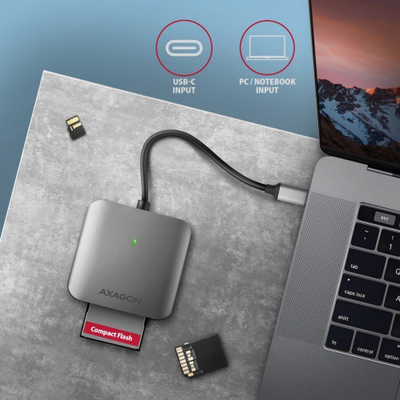Lexues kartelash Axagon SUPERSPEED CRE-S3C, USB-C 3.2 Gen 1, alumini, gri