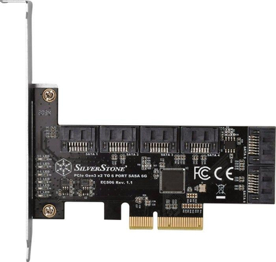 Kartë kontrolli SATA SilverStone ECS06, 6 porta SATA 6Gb/s, PCI Express Gen3 x2, e zezë