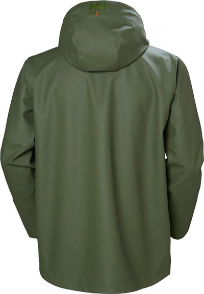 Xhaketë shiu Helly Hansen Workwear Storm për burra, e papërshkueshme nga uji, jeshile e errët