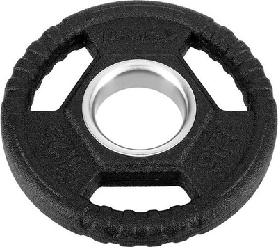 Plakë olimpike HMS TOH01, 1.25 kg, çelik me shtresë gome, e zezë