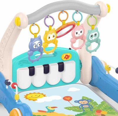 Lodër ecëse 2n1 Woopie Piano Rack and Walker, tapet loje, piano muzikore, shumëngjyrëshe