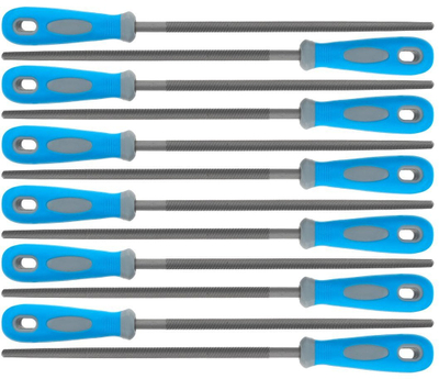 Set pila rrumbullake Totaal Gereedschap Round File 250mm, 12 copë, për hekur edhe dru