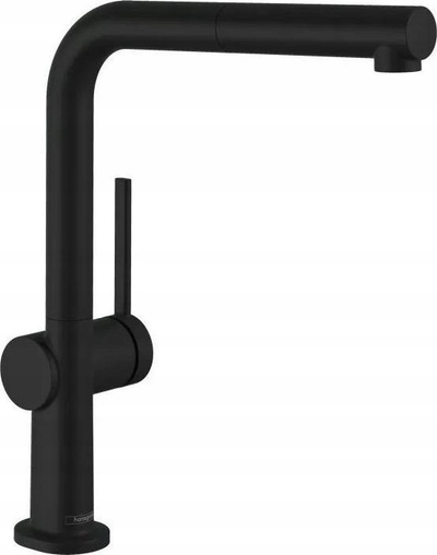 Rubinet kuzhine Hansgrohe Talis S 72809670, grykë tërheqëse, njërorëshe, i zi mat