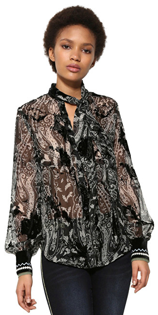 Këmishë Desigual 17WWCW77 5001, e bardhë/e zezë L