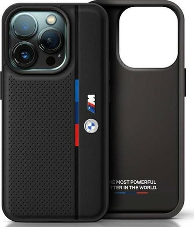 Këllëf BMW BMHCP16L23PUPVK për iPhone 16 Pro 6.3", hardcase M me lëkurë, i zi