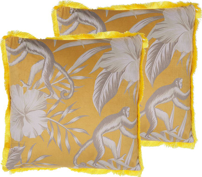 Set jastëkësh dekorativë Beliani MANJU, 45 x 45 cm, kadife, të verdhë