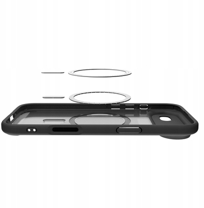 Kapak telefoni Spigen Ultra Hybrid MagSafe për iPhone 17 Air Pro, transparent, me kornizë të zezë Frost