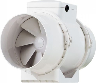 Ventilator aksial kanali, 150mm, plastik, i bardhë