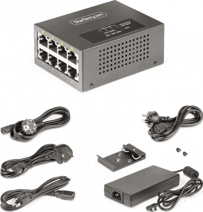 Injektor PoE StarTech Multi Gigabit, 4 porta 5GbE, 160W, gri