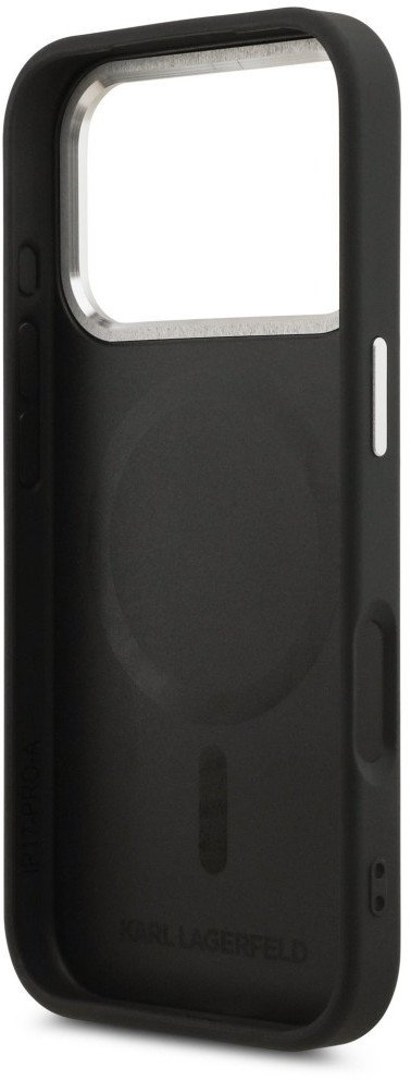 Mbulesë telefoni Karl Lagerfeld Leather Karl RSG Logo MagSafe, për iPhone 17 Pro Max, e zezë