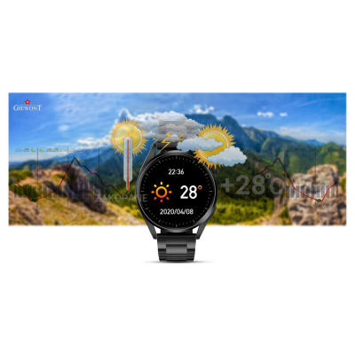 Smartwatch Giewont GW450-2, thirrje nga ora, rrip metalik, i zi