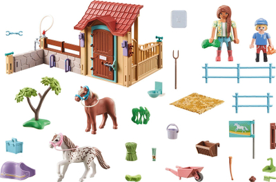Set lodër Playmobil Horses of Waterfall Riding Stable, 100 copë, për kalama 4-10 vjeç, shumëngjyrësh