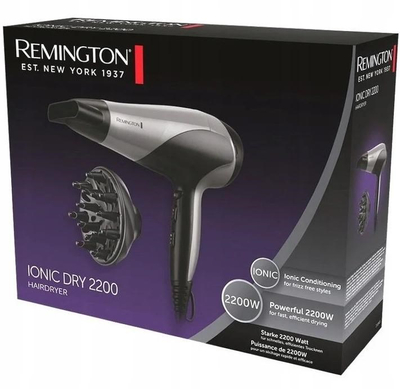 Tharëse flokësh Remington Ionic Dry D3190S, 2200W, motor AC, e zezë argjendtë