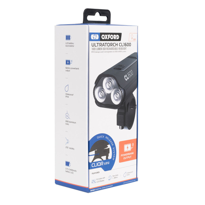 Llamba për biçikletë Oxford Ultratorch CL1600, 1600 lumen, IPX4, e zezë