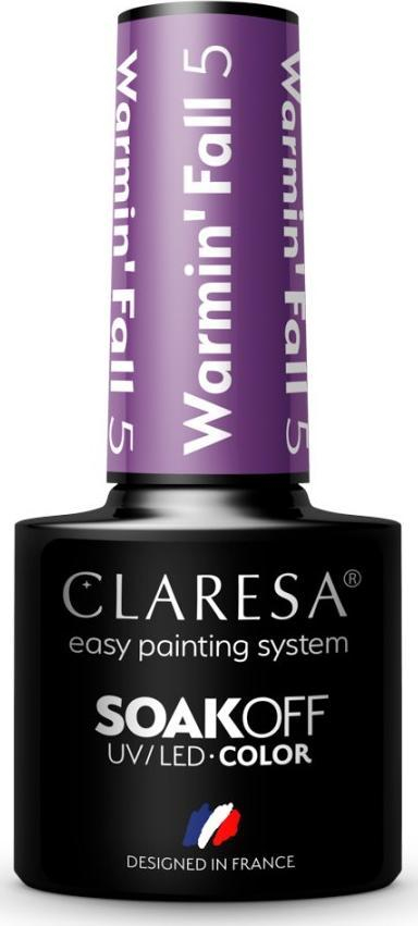Llak xheli hibrid për thonj Claresa Purple Warmin Fall 5, 5ml, vjollcë e errët