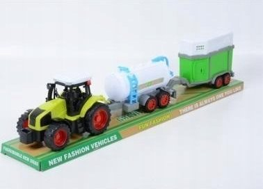 Lodër traktor me rimorkio Paweł Wojda, set bujqësor, plastik, me ngjyra nga të gjitha