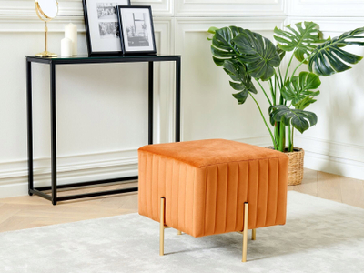 Tabure Footstool DAYTON, kadife, metal, portokalli
