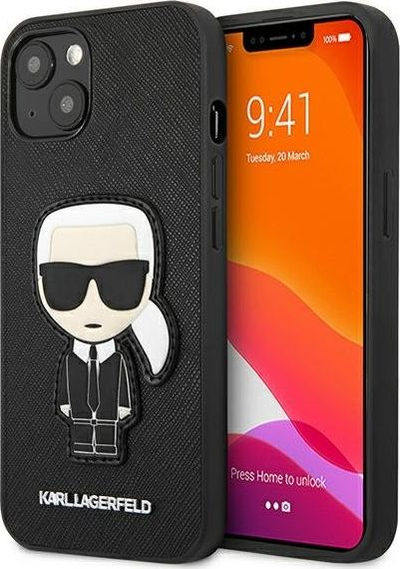 Mbulesë telefoni Karl Lagerfeld KLHCP13SOKPK, për iPhone 13 mini 5.4", hardcase Saffiano, e zezë