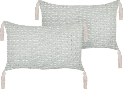 Jastëk dekorativ Beliani HAKONE, set 2 copë, 45 x 25 cm, jeshile mint