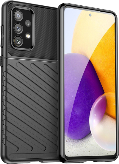 Mbrojtëse telefoni Thunder Case për Samsung Galaxy A73, gome TPU fleksibël, tip armor, e zezë