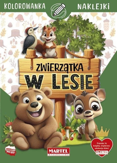 Libër ngjyrosjeje Martel Zwierzatka w Lesie, 16 faqe, me ngjitëse, shumëngjyrësh