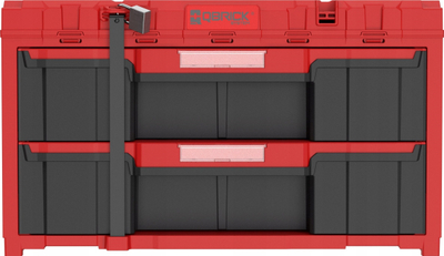 Set kuti veglash Qbrick System One 2.0 Drawer 2 Plus Expert, 2 sirtarë, modulare, e kuqe
