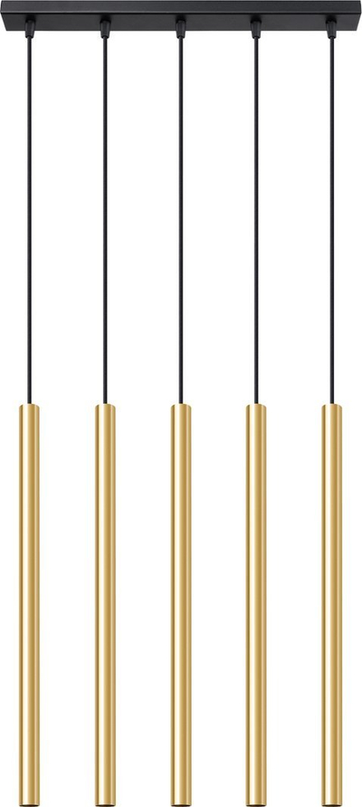 Llambë varëse Sollux Lighting Pastelo 5L, 5 tuba, stil moderne, e zezë me ari