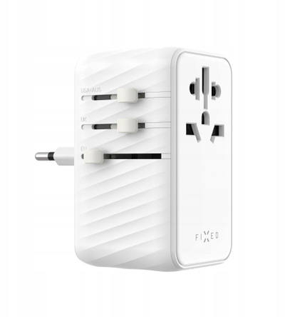 Karikues udhëtimi FIXED Voyager GaN PD, 85W, 4x USB C 1x USB A, i bardhë