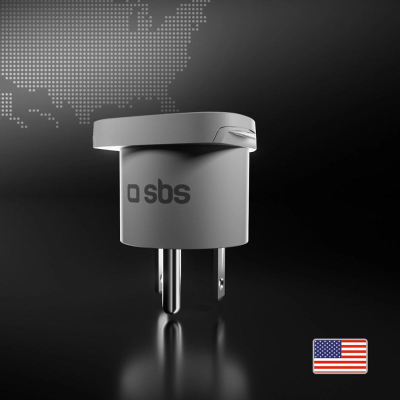 Adapter udhëtimi SBS, prizë tip B, 100–250V 2500W, i bardhë