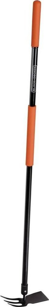 Mjet kopshti Black+Decker Garden Culti Hoe Fiberglass, me dorëzë t’madhe, me grep edhe motikë, portokalli