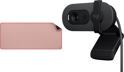 Сет додатоци Logitech Studio Series подлога за глушец DARKER ROSE и Brio 100, подлога од ткаенина, камера Full HD, темно розова