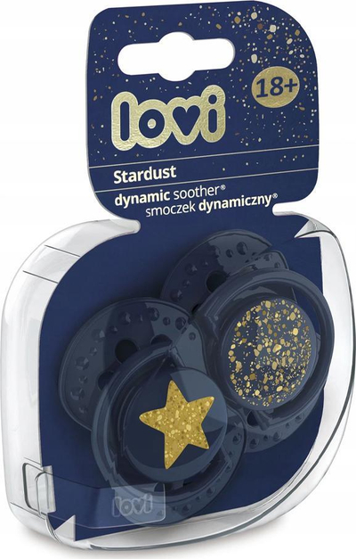 Biberon LOVI Stardust, silikoni, 18m+, set 2 copë, blu e errët