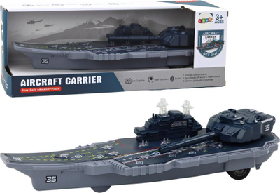 Lodër aeroplanmbajtëse Leantoys Aircraft Carrier, 37 cm, plastike, gri