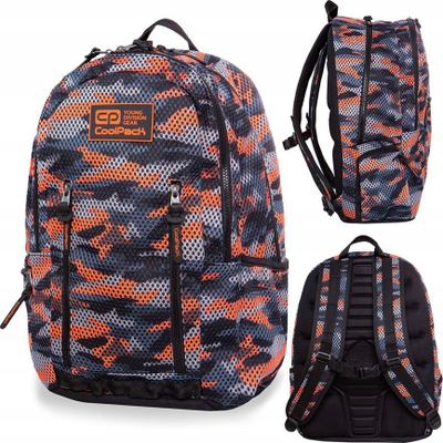 Çantë shpine CoolPack Impact II, xhep për laptop, 2 ndarje, kamuflazh portokalli gri