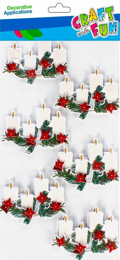 Autokollantë zbukurues Craft with Fun Christmas 3D Candles, me motive Krishtlindjesh
