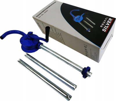 Pompe me dorë për karburant Silver Rotary Oil Pump 10581, për fuçi standarde, me zorrë 90 cm, blu