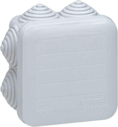 Kuti derivacioni Legrand Plexo55 092104, 65 x 65 x 40mm, montim sipërfaqësor, gri