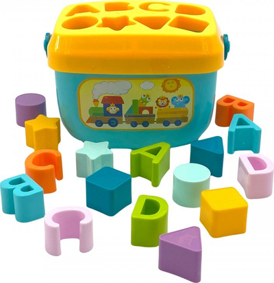 Lodër sorter edukative WOOPIE Montessori, blloqe me forma dhe shkronja, me ngjyra të ndryshme