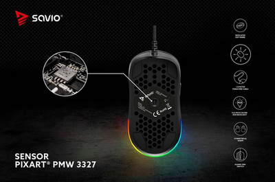 Maus Gaming Savio Hex-R, 12.000 DPI, i zi