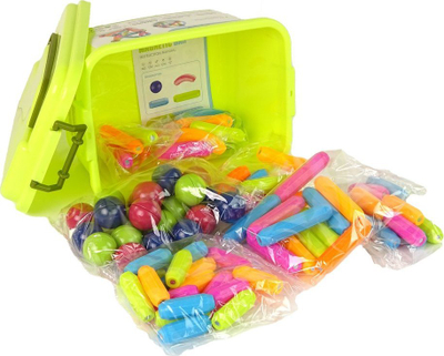 Lodër me kuba magnetikë Lean Toys Magnetic Blocks, 70 copë, për kalamaj 3+, shumëngjyrëshe