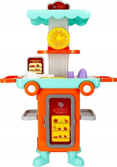 Lodër Food Truck MEGA CREATIVE 482928, grill dhe supermarket 2 në 1, 45 pjesë, shumëngjyrëshe