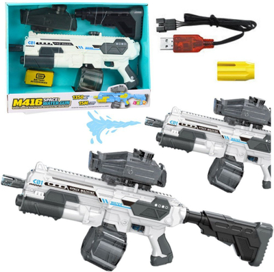Pistoletë uji Lean Toys WHITE M416, automatike me bateri, depozitë 1350 ml, e bardhë