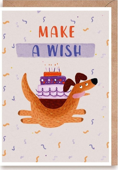 Kartolinë ditëlindjeje Hammond Gower Birthday Card Dog Make a Wish, me qen, shumëngjyrëshe
