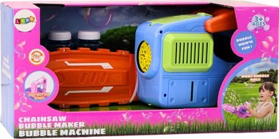 Makine flluskash Blue Chainsaw, si sharre, me 2 shishe lëng flluskash, blu