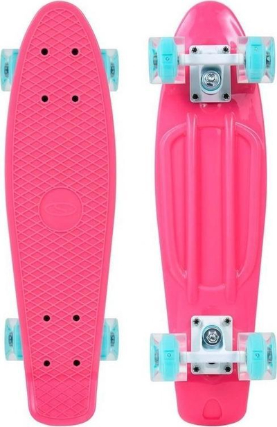 Skateboard LED me drita, rrota që ndizen, deri 100 kg, rozë