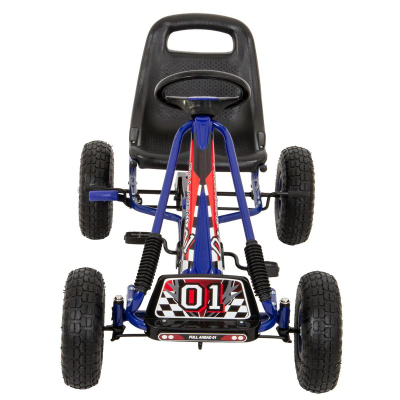 Gokart me pedale Enero Sports Go-Kart 01, deri 30 kg, me frena dore, blu e zi