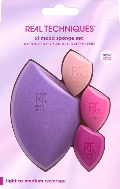 Set sfungjerë grimi Real Techniques Afterglow XL Mood, 4 copë, shumëngjyrësh