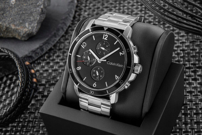 Рачен часовник Calvin Klein Gauge Sport 25200067, мултифункционален, не'рѓосувачки челик, сребрен