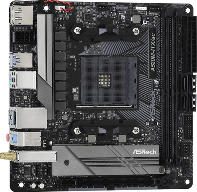 Матична плоча ASRock A520M-ITX/AC, AMD A520, Socket AM4, 2 слотови, Bluetooth / Wi-Fi 5, Mini ITX