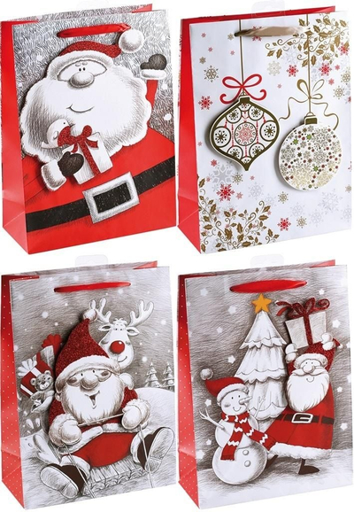 Кеса за подарок AVANTI TBN-2 Christmas, декоративна 3D, шарена